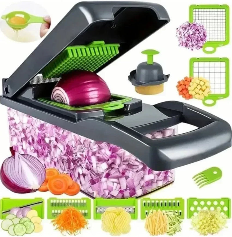 Cortador de Vegetais 7 em 1 – Praticidade e Versatilidade na Sua Cozinha! 🥕🥒🧅
✨ Ralador Multifuncional para fatiar, ralar e triturar com facilidade!
🔪 Fatiador Manual ideal para frutas, legumes, batatas e quei