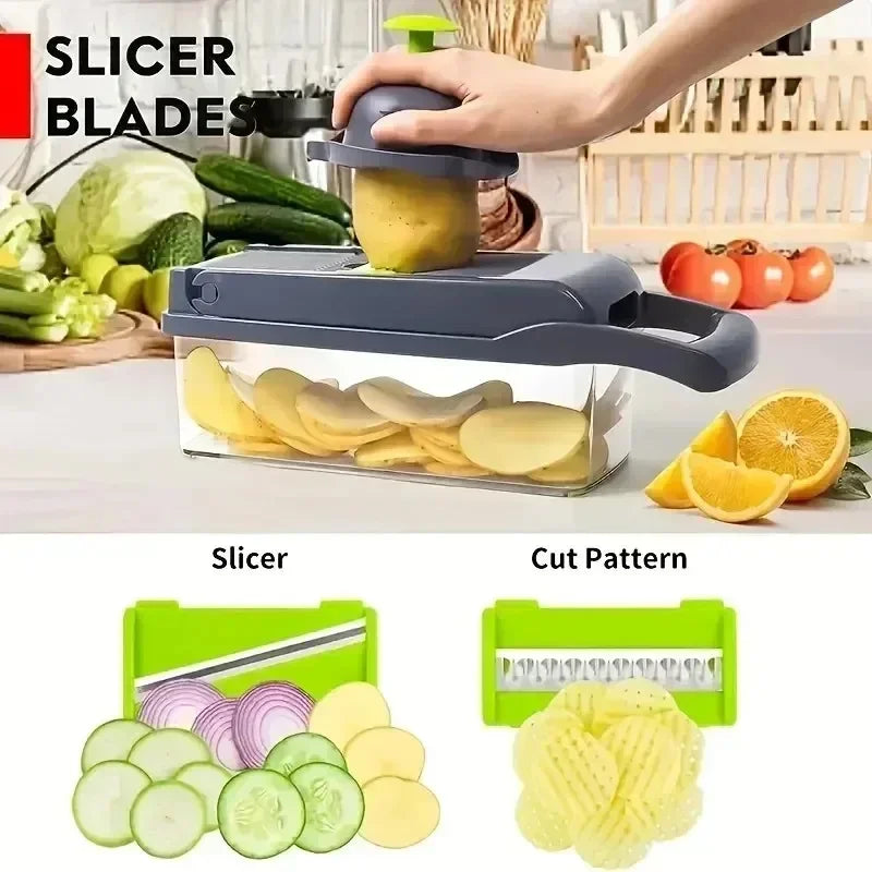 Cortador de Vegetais 7 em 1 – Praticidade e Versatilidade na Sua Cozinha! 🥕🥒🧅
✨ Ralador Multifuncional para fatiar, ralar e triturar com facilidade!
🔪 Fatiador Manual ideal para frutas, legumes, batatas e quei