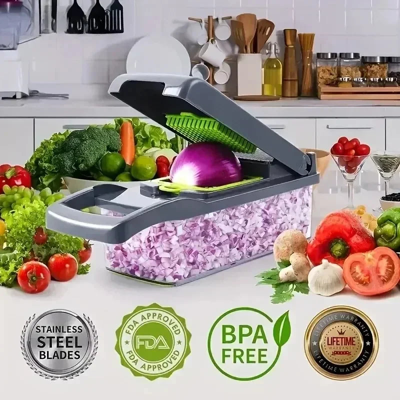 Cortador de Vegetais 7 em 1 – Praticidade e Versatilidade na Sua Cozinha! 🥕🥒🧅
✨ Ralador Multifuncional para fatiar, ralar e triturar com facilidade!
🔪 Fatiador Manual ideal para frutas, legumes, batatas e quei