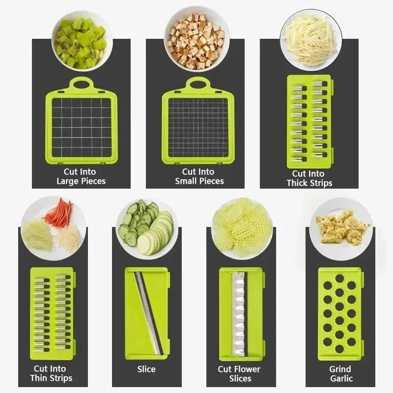 Cortador de Vegetais 7 em 1 – Praticidade e Versatilidade na Sua Cozinha! 🥕🥒🧅
✨ Ralador Multifuncional para fatiar, ralar e triturar com facilidade!
🔪 Fatiador Manual ideal para frutas, legumes, batatas e quei