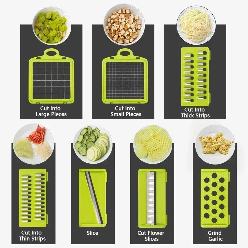 Cortador de Vegetais 7 em 1 – Praticidade e Versatilidade na Sua Cozinha! 🥕🥒🧅
✨ Ralador Multifuncional para fatiar, ralar e triturar com facilidade!
🔪 Fatiador Manual ideal para frutas, legumes, batatas e quei