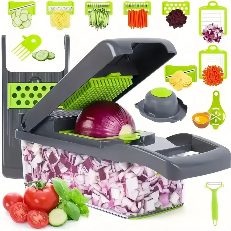 Cortador de Vegetais 7 em 1 – Praticidade e Versatilidade na Sua Cozinha! 🥕🥒🧅
✨ Ralador Multifuncional para fatiar, ralar e triturar com facilidade!
🔪 Fatiador Manual ideal para frutas, legumes, batatas e quei