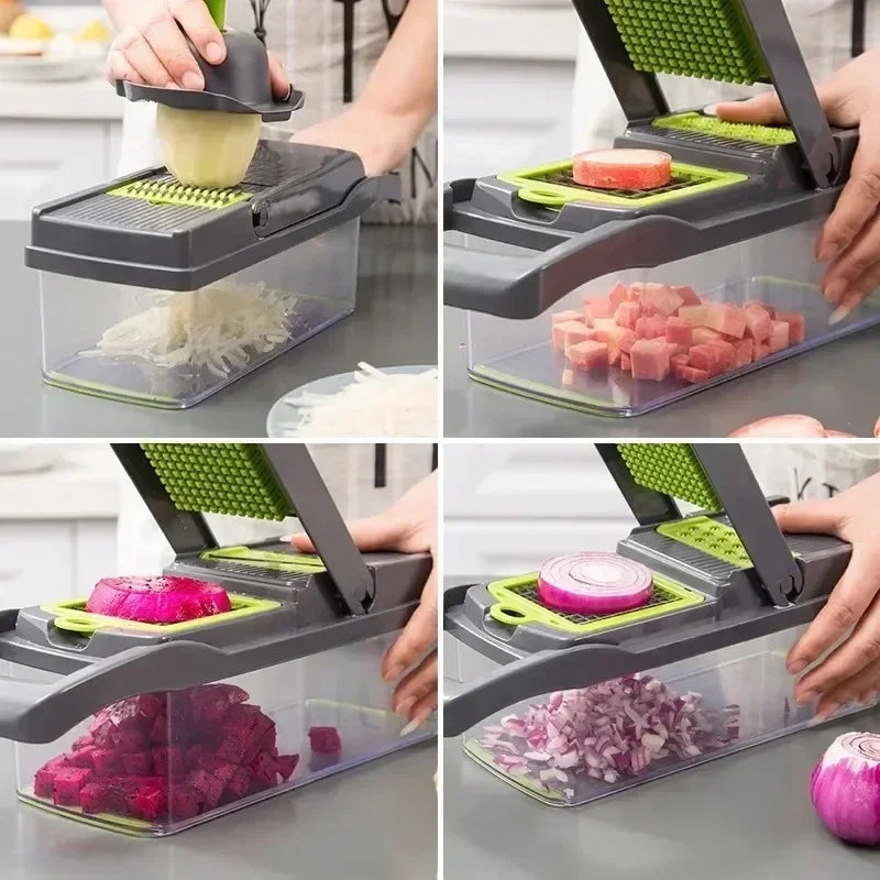 Cortador de Vegetais 7 em 1 – Praticidade e Versatilidade na Sua Cozinha! 🥕🥒🧅
✨ Ralador Multifuncional para fatiar, ralar e triturar com facilidade!
🔪 Fatiador Manual ideal para frutas, legumes, batatas e quei